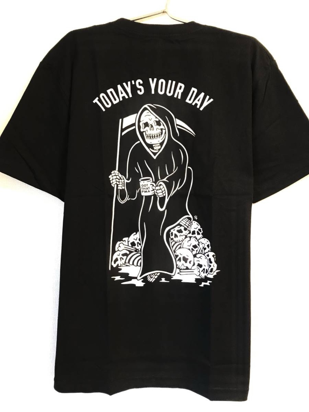 Men's Black Graphic Tee with 'Today's Your Day' Skeleton Print